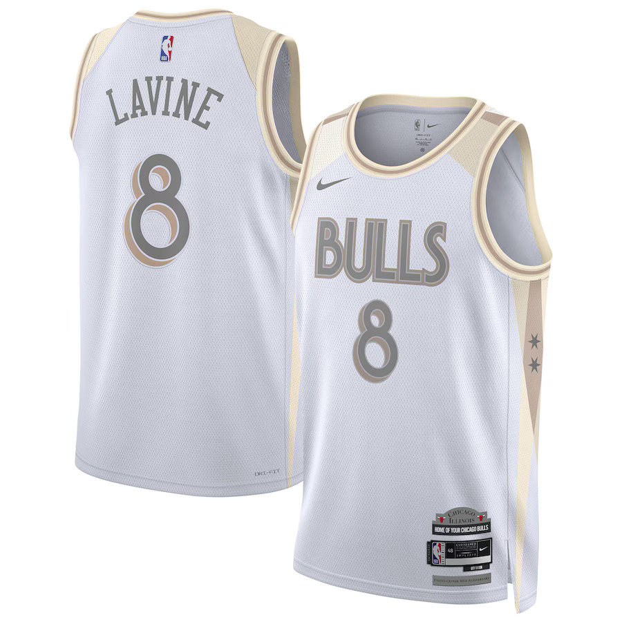 Men Chicago Bulls #8 Zach LaVine Nike White City Edition 2024-25 Swingman Player NBA Jersey->youth nba jersey->Youth Jersey